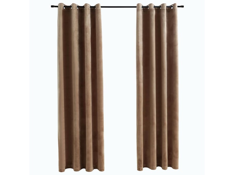 Lot de 2 rideaux occultants, rideaux black-out et anneaux beige 137x160 cm velours cf44903  - Conforama A