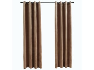 Lot de 2 rideaux occultants, rideaux black-out et anneaux beige 137x160 cm velours cf44903