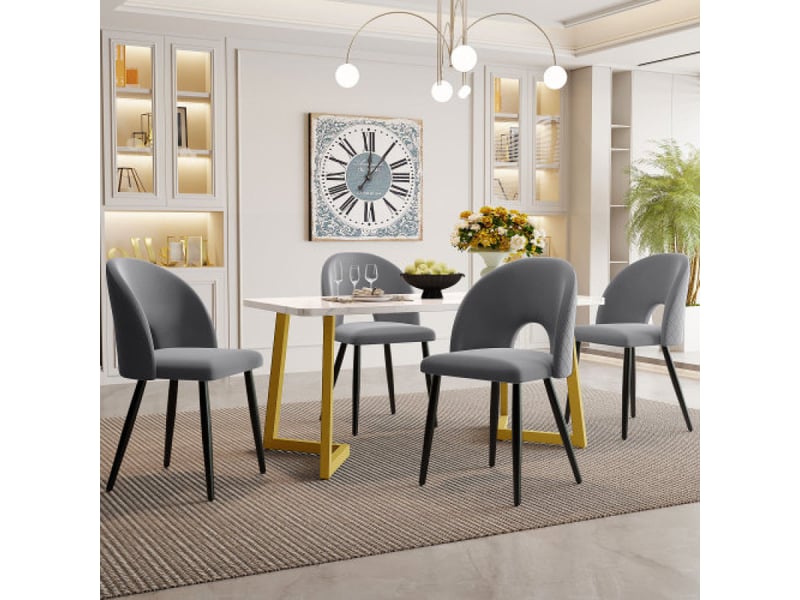  Chaise salle a manger, ensemble repas table rectangulaire moderne 117 x 68 cm avec 4 chaises, chaise de salle à manger  - Conforama B
