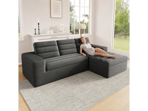 Canapé d'angle gauche fixe <strong></strong> <strong></strong> 4 places Tissu Gris