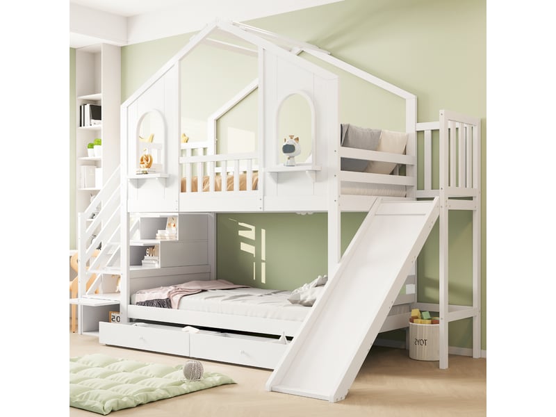 Lit superposé 90x200 cm coloris blanc bois massif lit enfant blanc - Conforama D