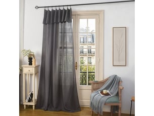 Rideau ajustable 140 x 270 cm + 8 anneaux pinces effet lin evasion granit
