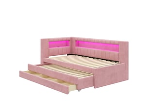 Lit banquette 90x200 cm <strong>SAPGAKS</strong>  <strong></strong> coloris rose