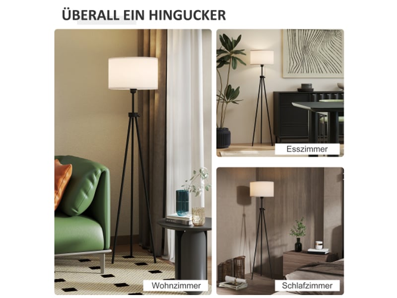  Lampadaire moderne e27, acier et polyester, noir et blanc, 37 x 37 x 152 cm, pour salon et chambre  - Conforama C