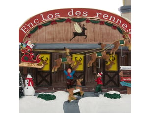 Village de noël lumineux enclos des rennes animé et musical 17 led sur secteur