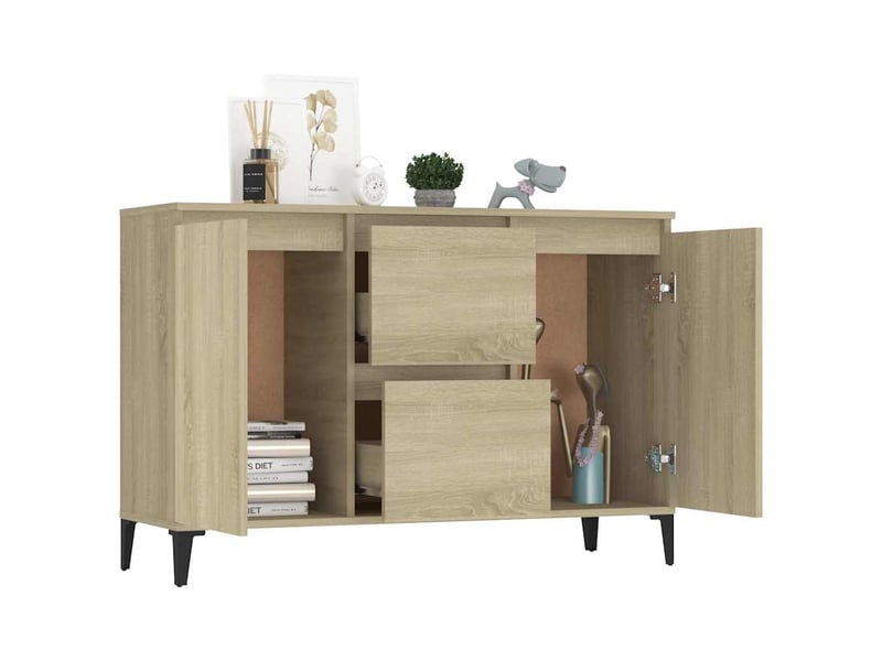  Buffet - bahut - meuble de rangement chêne sonoma 102x35x70 cm bois d'ingénierie  - Conforama C