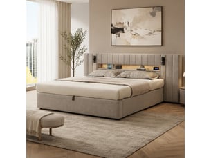 Lit coffre 180x200 cm <strong>STILVORA</strong> <strong></strong> coloris gris