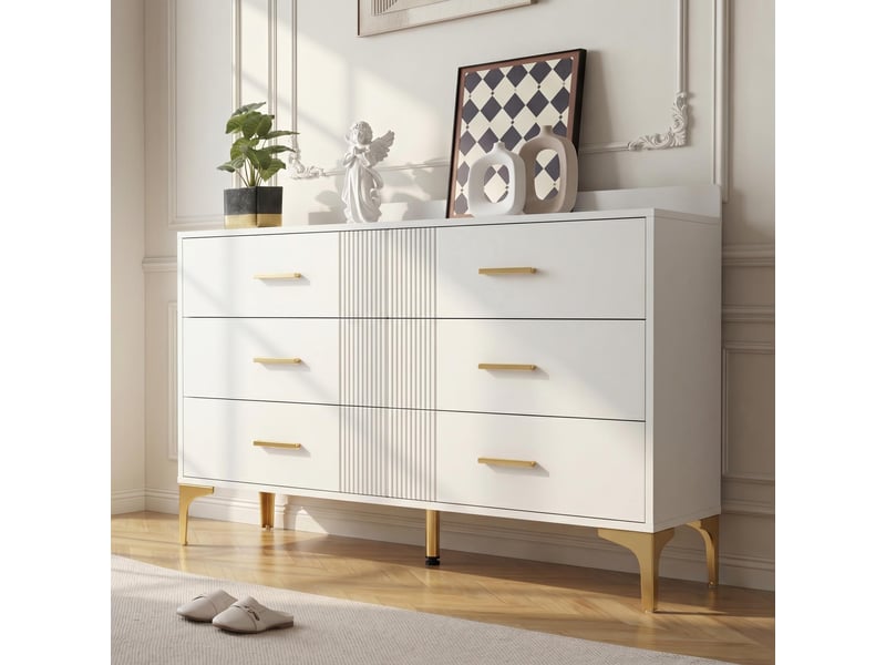  Commode 6 tiroir(s) 0 niche(s) coloris blanc largeur 120 cm commode blanc - Conforama B