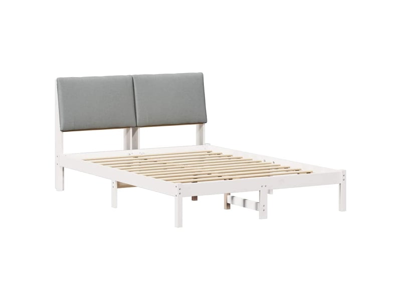 Lit double- lit adulte - cadre de lit avec tête de lit blanc et gris clair 150 x 200 cm - Conforama A