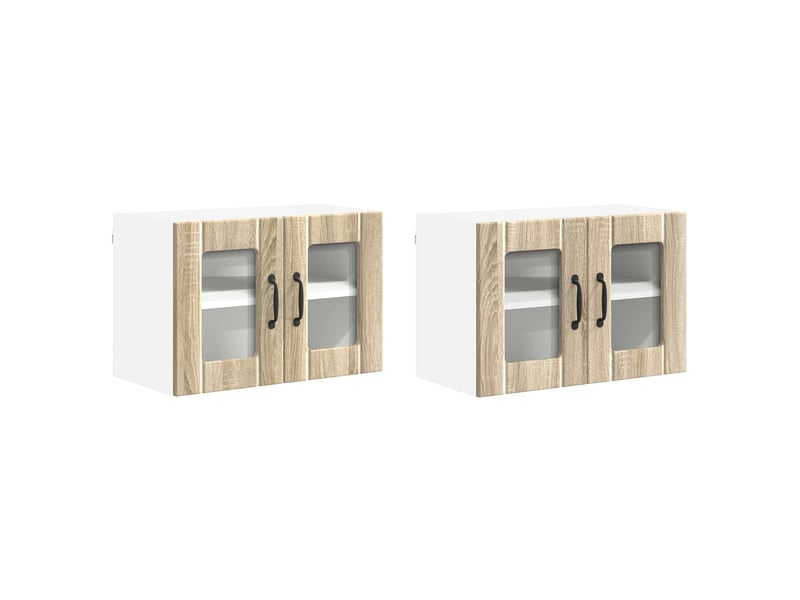  Meuble mural de cuisine, cabinet en verre mural 2 pcs chêne sonoma shl7520  - Conforama A
