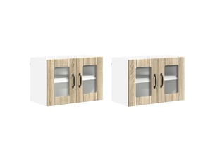 Meuble mural de cuisine, cabinet en verre mural 2 pcs chêne sonoma shl7520