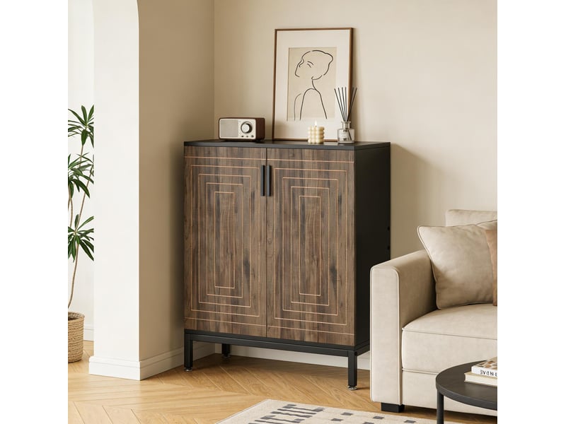 Meuble à chaussures 2 portes avec 5 étagères amovibles et pieds réglables, pour entrée, noir, 80 × 38 × 95 cm - Conforama C