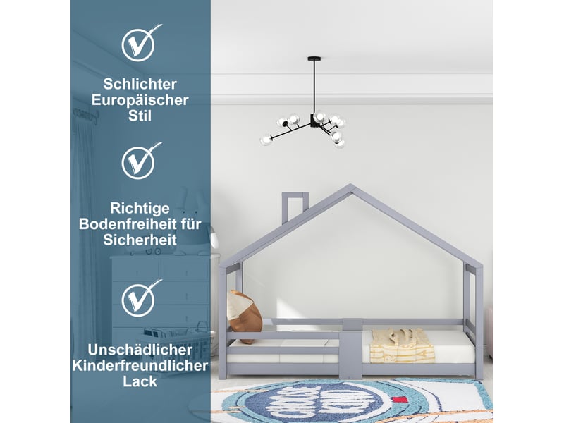  Lit mezzanine 90 x 200 cm avec échelle, lit enfant avec cadre en fer et étagères de rangement, noir  - Conforama W