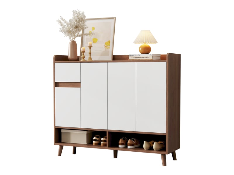  Meuble de rangement blancbois 120 cm - 4 portes, 1 tiroir, rangement modulable - idéal séjour  - Conforama A