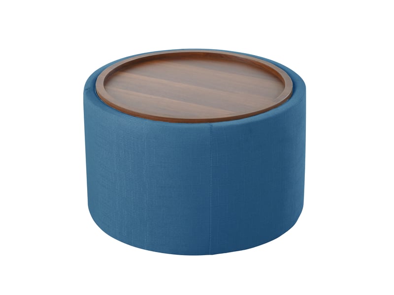  Lot de 2 poufs gigognes ball &amp; cast, bleu, rangement et plateau bois, 58 cm  - Conforama E