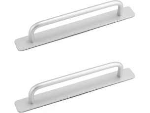 2 poignées autocollantes pour portes coulissantes, poignées en aluminium pour meubles, 210 x 25 mm, couleur argentée