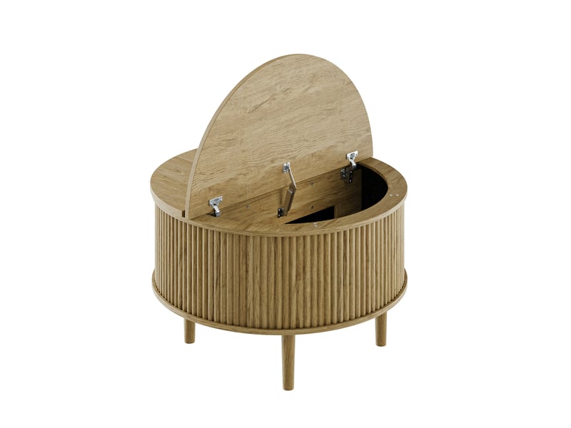  Table basse relevable ronde 80 x 80 x 51,5 cm – naturel – rangement dissimulé et plateau rabattable  - Conforama A