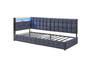 Lit avec rangement 90x200 cm coloris gris