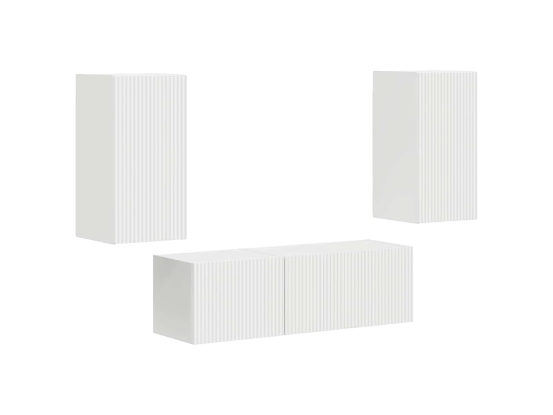  Ensemble de meuble tv - banc tv - meuble de rangement mural 4 pcs blanc bois d'ingénierie  - Conforama A