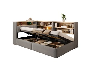 Lit banquette 90x200 cm <strong>MODERNLUXE</strong> <strong></strong> coloris gris