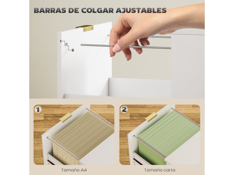  Caisson de bureau à 2 tiroirs, façades cannelées, classeur pour documents a4 ou lettre, 40 x 40 x 71 cm, blanc  - Conforama E