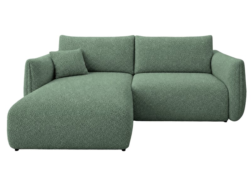  Elio mini - canapé d'angle convertible tissu bouclette 3 places vert  - Conforama A