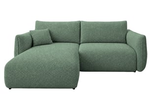 Canapé d'angle réversible convertible CASANOVA 3 places Tissu bouclette vert avec coffre de rangement