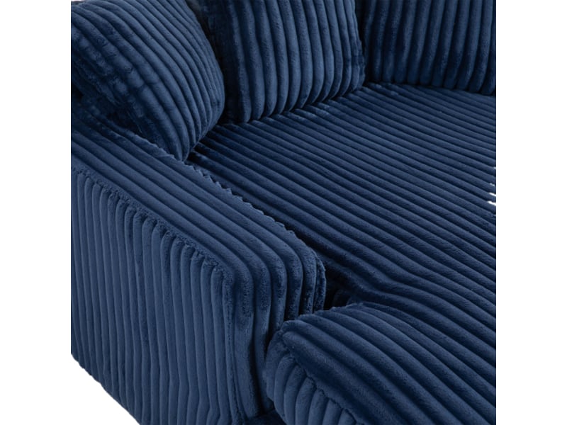 Meridienne 1 place avec 3 coussins, en velours côtelé, bleu - Conforama E