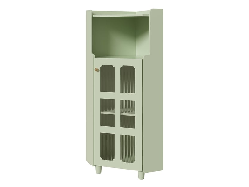 Armoire verte surface laquée led commande application moderne salon bibliothèque  - Conforama A
