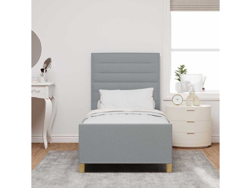 Lit adulte, lit simple, cadre de lit avec tête de lit gris clair 100x200cm tissu cf2687 - Conforama C