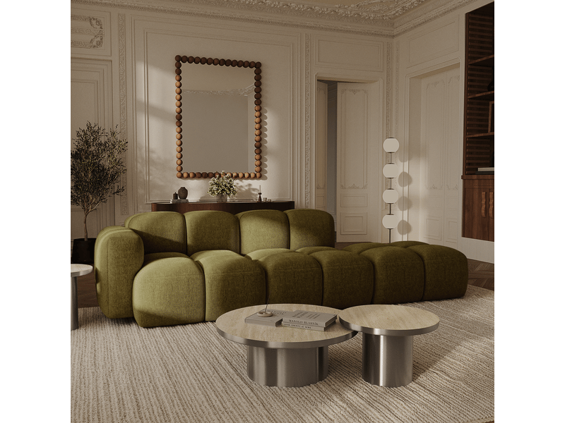  Canapé modulable 4 places en velours texturé moss MOSS - Conforama B