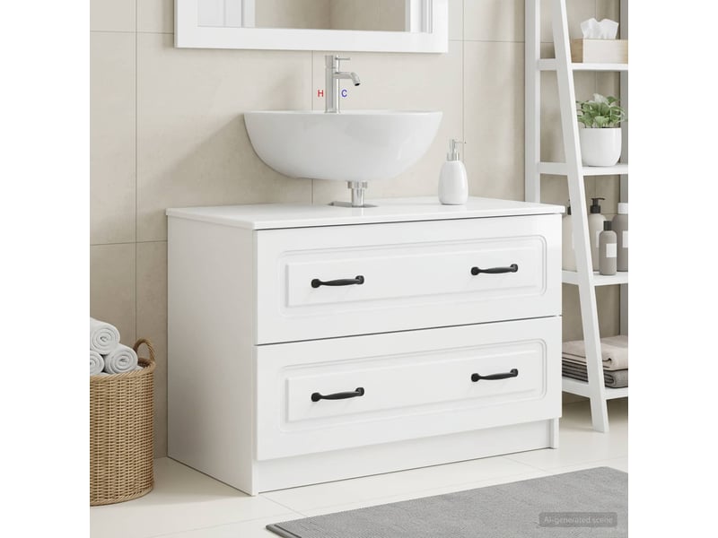  Meuble sous lavabo de salle de bain utrecht blanc brillant cf64925  - Conforama B