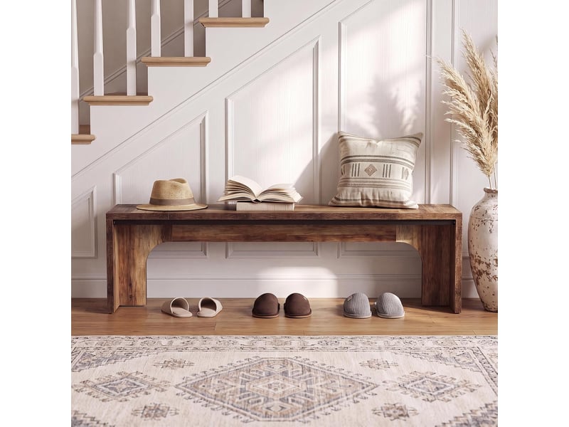  Banc d'entrée de 160 cm de long, banc à chaussures de style industriel, banc de bout de lit pour chambre, banc à chaussures d'intérieur en mdf (norme e1) pour couloir ou hall d'entrée  - Conforama D