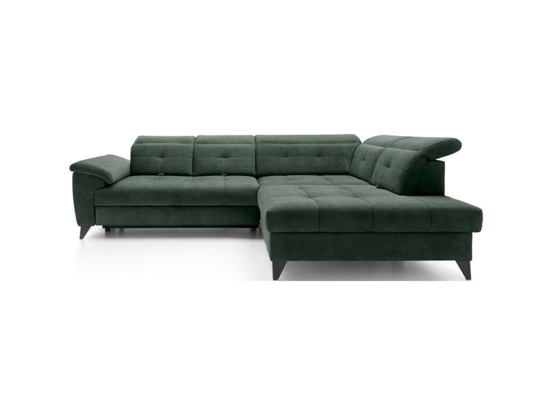  Canapé d'angle vert 5 places angle droit assise profonde inferno  - Conforama A