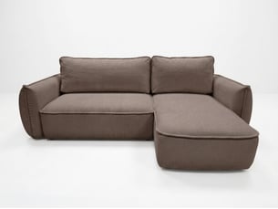 Canapé d'angle réversible convertible <strong>BOBOCHIC</strong> <strong>ESMEE</strong> 3 places Tissu taupe avec coffre de rangement