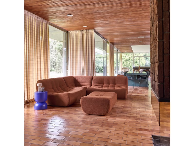 Canapé d'angle modulable 5 places avec repose pied bouclette texturée terracotta - sokol - Conforama B