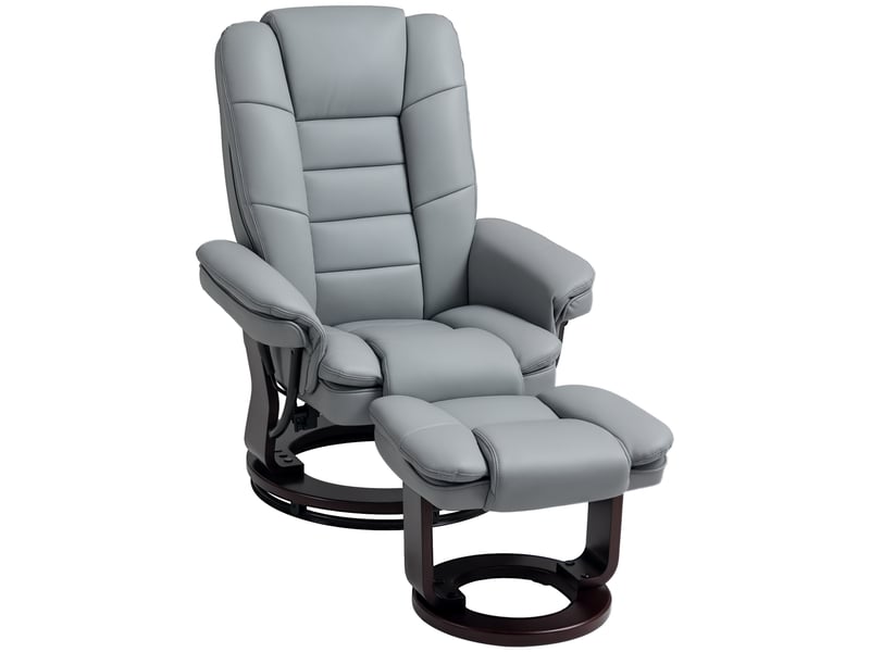  Fauteuil inclinable avec repose-pieds, pivotant, dossier inclinable, aspect cuir, jusqu'à 130 kg, gris  - Conforama A