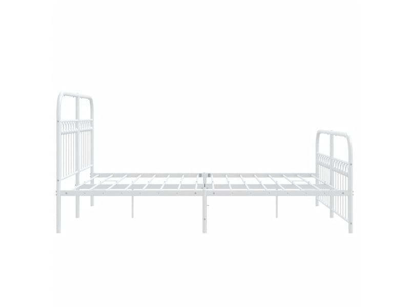 Lit double- lit adulte -  cadre de lit métal sans matelas et pied de lit blanc 150x200 cm  - Conforama D