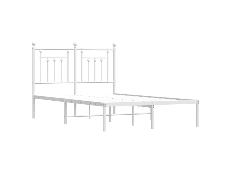  Lit double- lit adulte -  cadre de lit métal sans matelas et tête de lit blanc 135x190 cm  - Conforama B