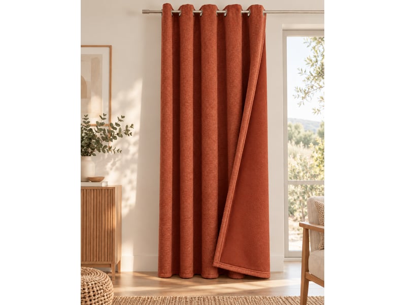  Rideau occultant phonique et thermique 140 x 240 cm osiris terracotta 15676 - Conforama A