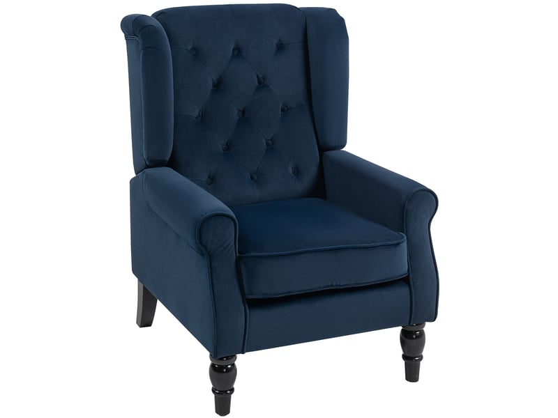 Dossier capitonné, fauteuil de salon à assise large, grand confort pour la lecture, bleu foncé T1003-01-19061 - Conforama C