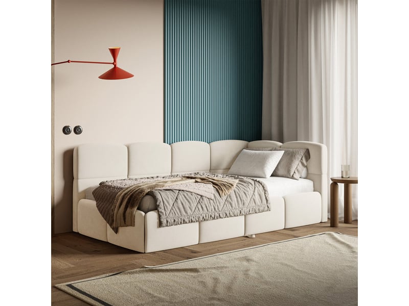  Selsey cloudy - lit rembourré - 170x185 cm - velours crème - côté droit Cloudy - Conforama C