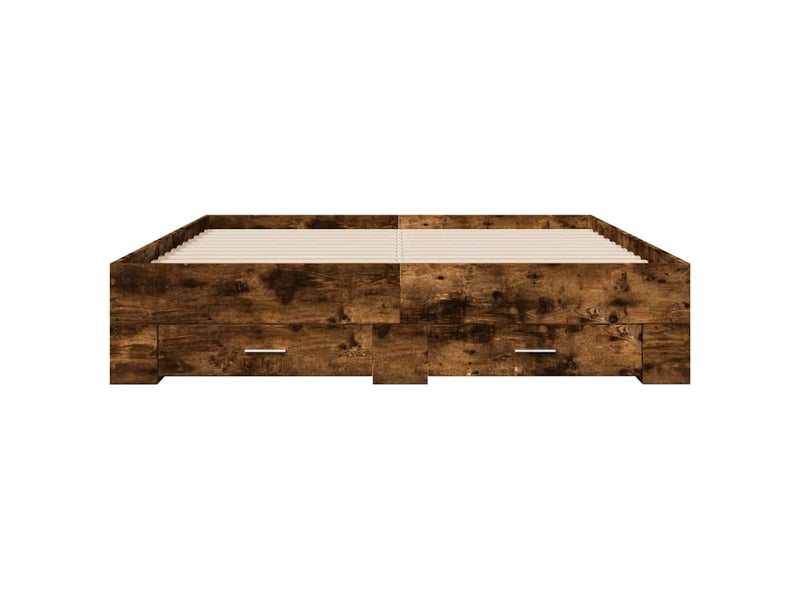  Lit double- lit adulte -  cadre de lit avec tiroirs sans matelas chêne fumé 140x200 cm  - Conforama C