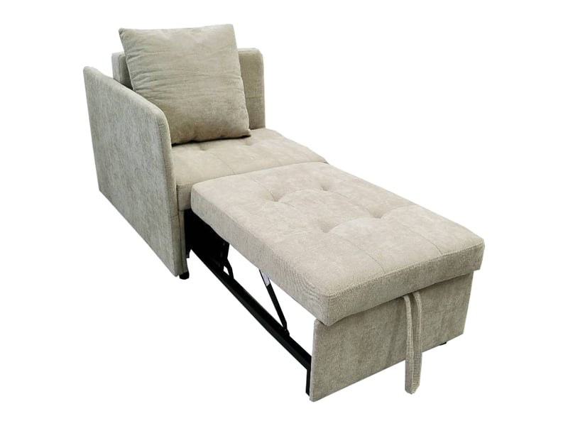  Canapé-lit 3 en 1 beige en tissu de lin, dossier réglable 5 positions, coussin inclus, structure métal, 177 x 68 x 65 cm  - Conforama A
