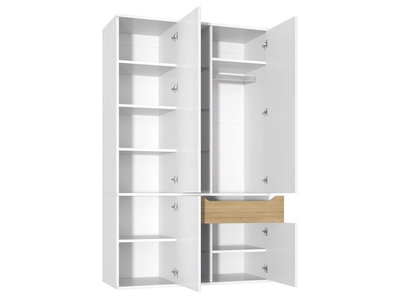  Armoire à portes battantes led avec vitrine 122x50x200 cm blanche  - Conforama D