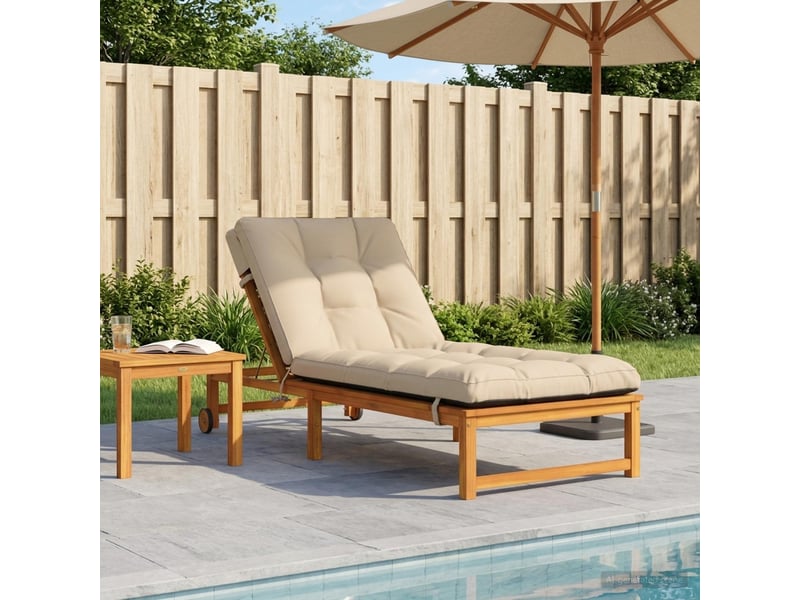  Coussin de transat, coussin pour bain de soleil vianen 100 % polyester crème 200 x 70 x 8 cm cf56299  - Conforama B