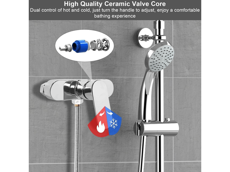  Mitigeur monocommande douche chromé - robinet mural avec raccord fileté pour flexible g12, moderne et pratique  - Conforama D