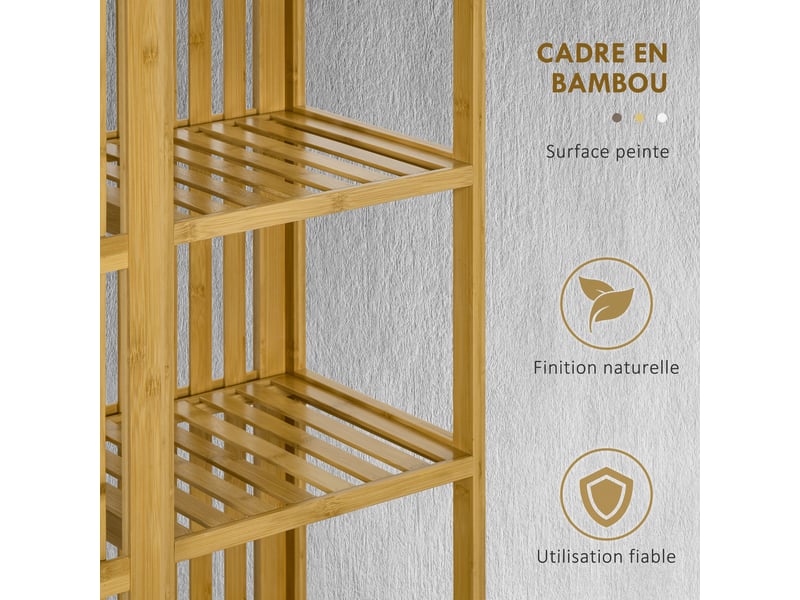  Armoire avec 2 portes coulissantes et tringle en bambou 145x35x165 cm  - Conforama D