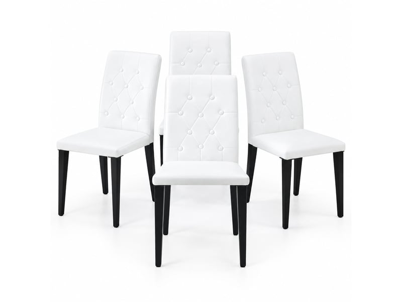 Lot de 4 chaises de salle à manger blanches et noires en polyuréthane - Conforama A