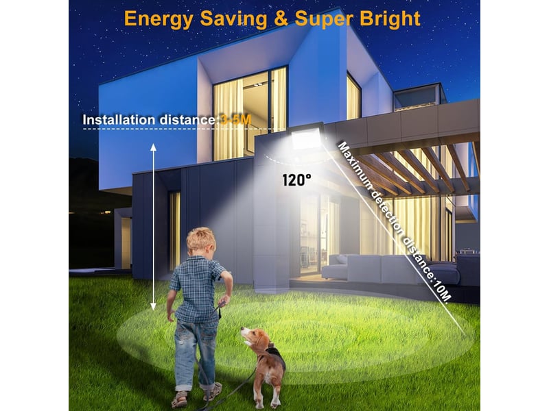  Projecteur extérieur led detecteur de mouvement 50w, 5000lm spot led extérieur ip66 étanche projecteur blanc froid 6500k, eclairage pour jardin cour, noir  - Conforama D